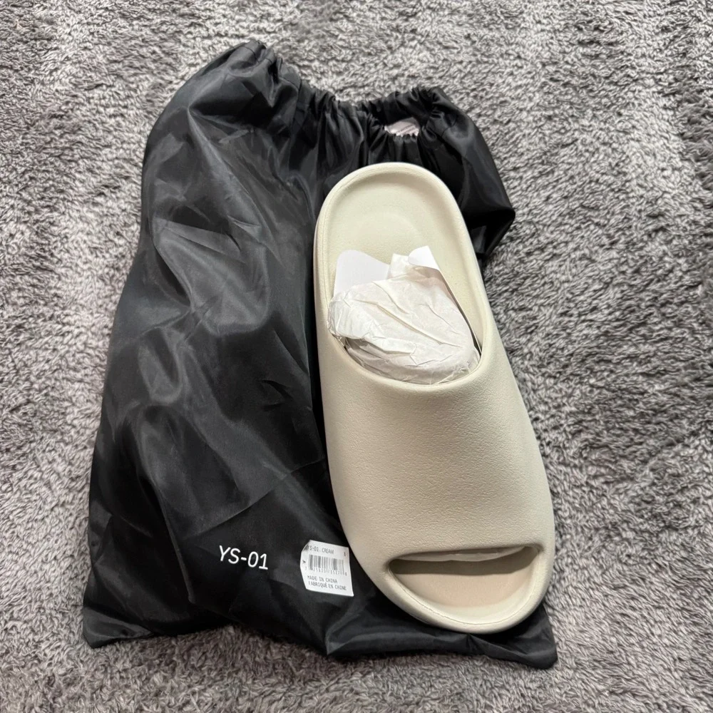 YS-01 Cream Foam Slides Men Size 8 Minimalist Slip On Sandals Bone New